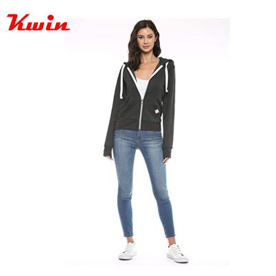 China Anti-Wrinkle Customized Women's Comfortable Long Sleeve Winter Fleece Zip-Up Hoodie With Kanga Pocke for sale