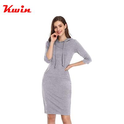 China Anti-Wrinkle Customized Women Knee Length Hoodie Dress Sweater Coat Slim Casual Autumn Dress for sale