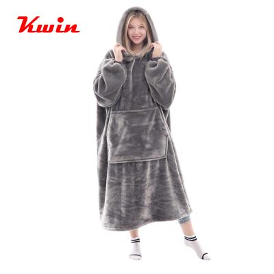 China Parride Customized Covering Hoodie For Women Thick Flannel Blanket With Hood And Giant Pocket for sale