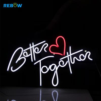 China Warehouse flexible acrylic silicone 12V ip68 wedding upgrade together cable led neon lights strip letters sign for sale