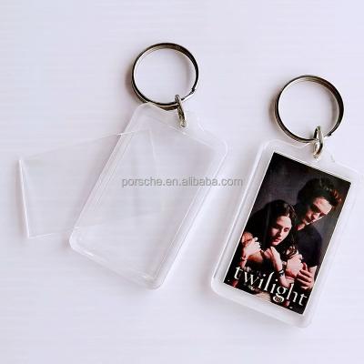 China Custom Anime Plastic Printing Logo Key Chains For Gifts Mask Photo Transparent Frame Acrylic Plastic Key Chain for sale