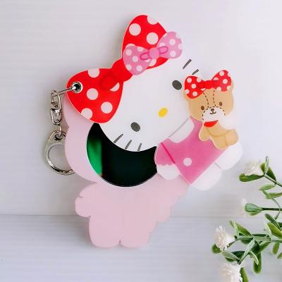 China Promotions Plastic Custom Wholesale Products Gift Cute Anime Peripheral With Metal Ring Acrylic Mirror Key Chain for sale