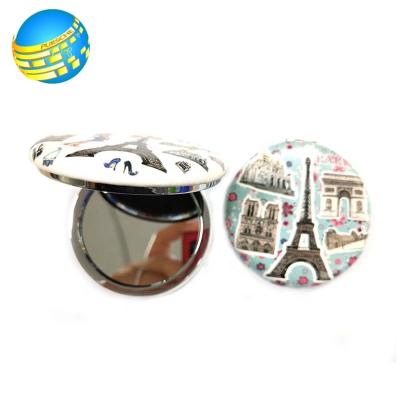 China Custom Sided Plastic Cosmetic Folding Small Pocket Makeup Mirror Portable Daily Contract Personality High Quality GIF Round Shape for sale