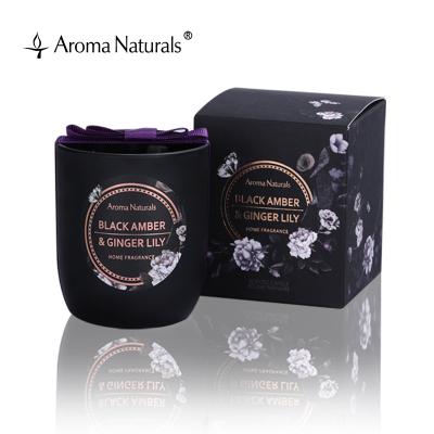 China Home Fragrance and Home Decoration Aroma Naturals Scented Candle Holder Classic Black Glass Jar Scented Candle for sale