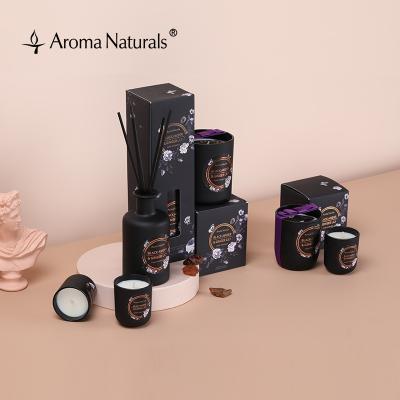 China Home Fragrance and Aroma Home Decoration Natural Products Luxury Scented Candle with Black Glass Candles Strong Smelling Luxes Candle Fragrance for sale