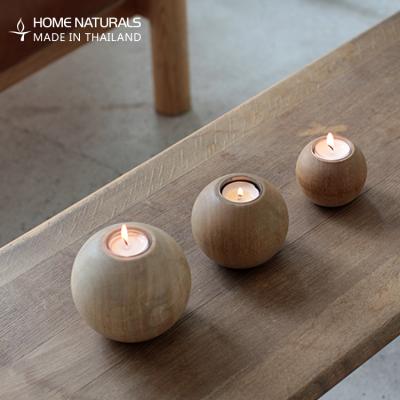 China Art Unique Thailand Factory Candle Wooden Candle Jar Ball Shape Modern Color Wooden Natural Scented Holder Holder for sale