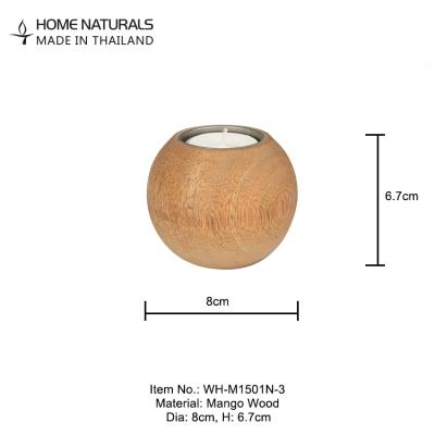 China Unique Art Wooden Wick Candle Holder Modern Metal Coating Ball Shape Holder Jar Wood Holder For Candle for sale