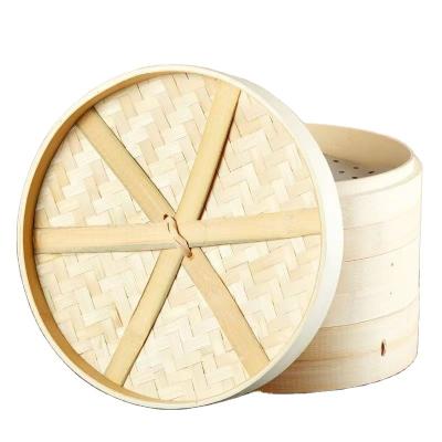 China Sustainable 28cm Bamboo Steamer With Lid Natural Bamboo Dumpling Steamer for sale