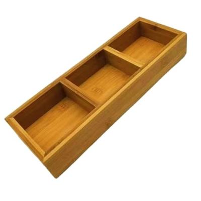 China Lattice Nut Snack Tray Gift Wooden Packaging Box Lattice Divider Storage Tray Viable Wooden Bamboo Tray for sale