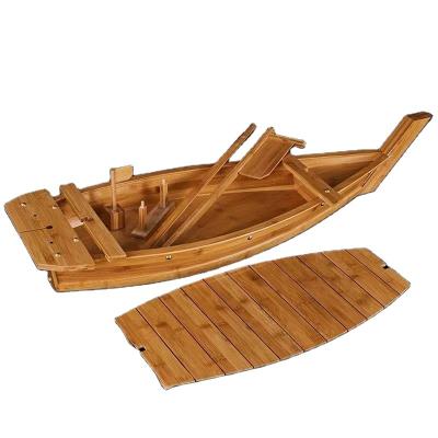 China Sustainable sashimi sushi tray decoration bamboo tray decoration90cm bamboo sushi boat for sale