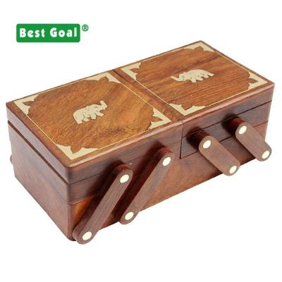 China China Wood Doubt Platform Storage Box Rustic Jewelry Box Gift Box for sale