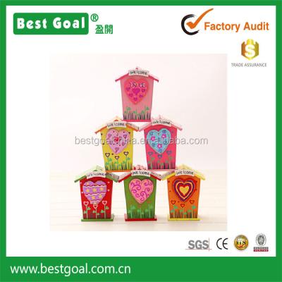 China Eco-friendly Home Decor Creative Shape Wooden Phone Booth Money Bank for sale