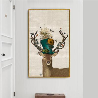 China Painting Wall Art Canvas Prints of Handmade Nordic Moose for Home Decorations, 3 Panels for sale