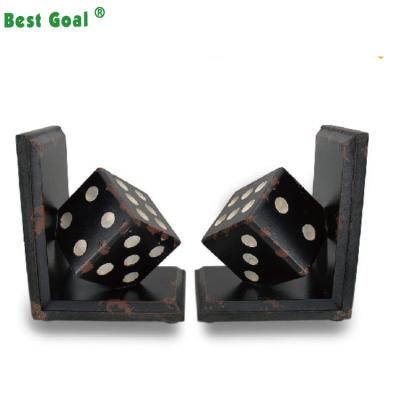 China Dies Recyclable Shabby Chic Wooden Bookends Pair, 6 by 8-Inch, Black for sale