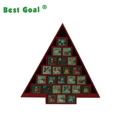 China Table Calendar BESTGOAL Christmas Tree Shaped Wooden Calendar Christmas Advent Calendar for sale