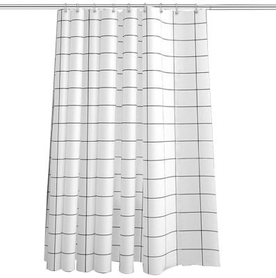 China Hookless Peva White Transparent Nordic Plain Waterproof Fabric Polyester Shower Curtain For Bathroom for sale