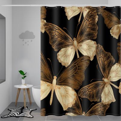 China Amazon Sustainable Hot Sale 3d Butterfly Printing Waterproof Shower Curtain Wholesale for sale