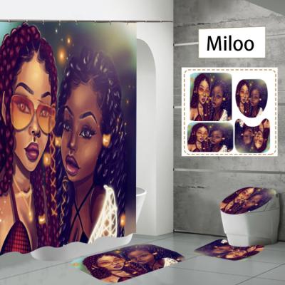 China Wholesale Viable Sexy African American Girl Bathroom Rugs And Carpets With Waterproof Shower Curtain Set for sale