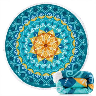 China Boho Mandala Styles Retro QUICK DRY Microfiber Sublimation Round Beach Towel for sale