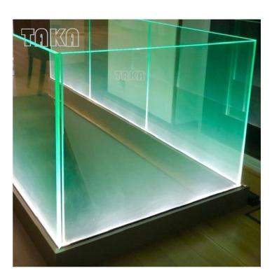 China Modern modern frameless glass fence exterior U channel aluminum exterior glass railing system with LED light for sale