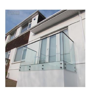 China Traditional TAKA Exterior Balcony Frameless Glass Railing With Standoff Fixture for sale