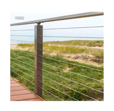 China TAKA Factory Price Stainless Steel Cable Railing Post Modern Wire Rope Railing Railing System Outdoor Railing System for sale