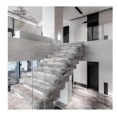 China TAKA Modern Design Anti-Slip Marble Tile Staircase Customized Natural Stone Marble Staircase Step for sale