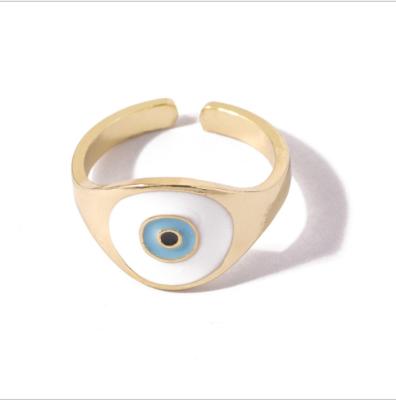 China Hiphop Amazon Europe and the United States Matte Gold Border Matte Silver Multicolor Jewelry Eye Ring Drip Explosive Jewelry for sale