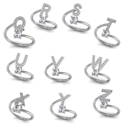 China Trendy Custom Gold Pave Initial Ring Letter Personalized Pave Stone Ring Minimal Initial Letter m.p g j stone cz boarding and handling tasty h ring for sale