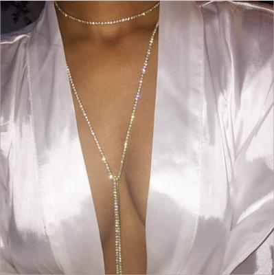 China Other European Super Diamond Rhinestone Necklace Multilayer Adjustable Matching Body Chain Long Necklace For Beach Night Bar Club for sale