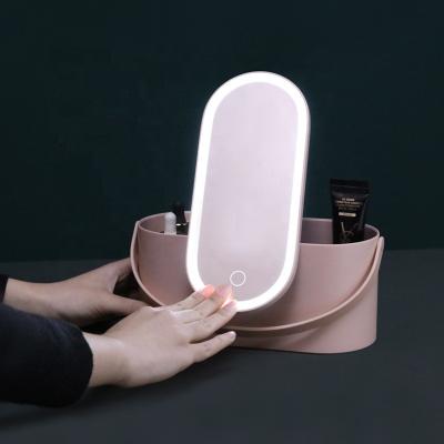 China Mirror As Box Cover Storage Cosmetic Makeup Box Lovely New With Mirror for sale