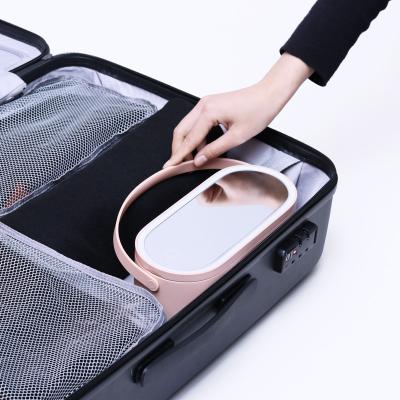 China Portable LED Lighted Lighted Makeup Mirror Cosmetic Box For Travel for sale