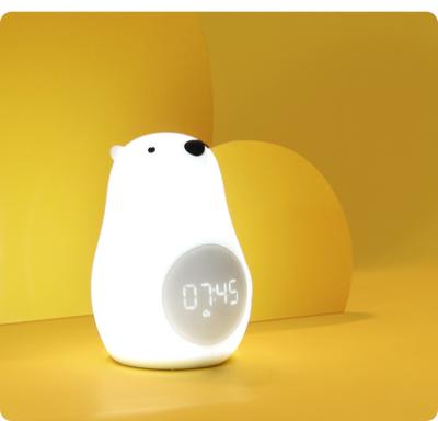 China Adjustable Calendars Cartoon Bear Glow Night Light Bedside Alarm Clock for sale