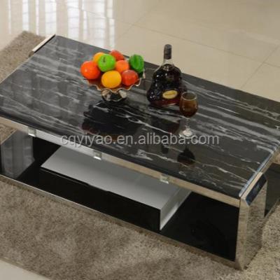 China Comfortable Modern Stainles Steel Granite Top High Gloss Coffee Table Design for sale