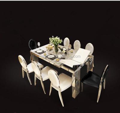 China Contemporary New Design Modern Stainless Steel Metal Dining Decoration Table Set for sale