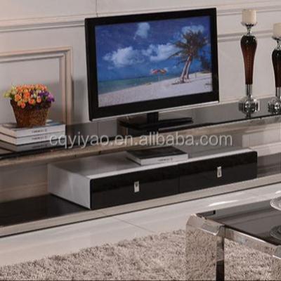 China Easy Assemble Simple Cheap Stainless Steel TV Cabinet Modern Easy To Clean TV Stand Table for sale