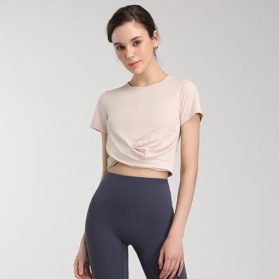 China QUICK DRY high quality custom fashion sports crop top T-shirt quick-drying yoga tops fitness short sleeve for women for sale