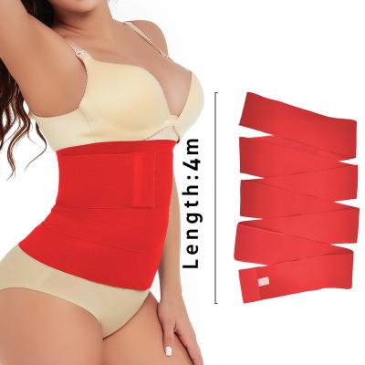 China Antibacterial Women Tummy Wrap Waist Trainer Corset Shaper Belt Bandage Waist Wrap Trimmer Custom Red Antibacterial Trainer for sale