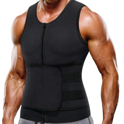 China Sustainable Neoprene Body Shaper Sweat Suit Tank Top Weight Loss Belt Zipper Waist Trainer Vest For Men for sale