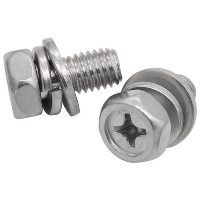 China Pan Stainless Steel external hex screws with phillips machine screws with gasket for sale