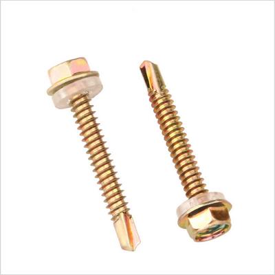 China HEX China Manufacturer Yellow Zinc Hex Flange Washer Screw Head Self Drilling Screw for sale