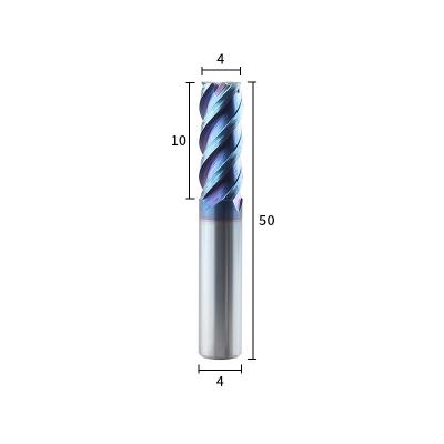 China cnc process high hardness tungsten milling cutter endmill blue carbide hrc70 steel endmill for sale