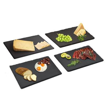 China Sustainable Hot Selling Natural Rectangle Dishes Black Slate Dishes Sushi Soy Sauce Stone Dish for sale