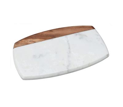 China Custom Made Elegant Wooden and White Marble Choppers Viable Champagne Marbles Cheese Cutting Boards for Home and Kitchen for sale