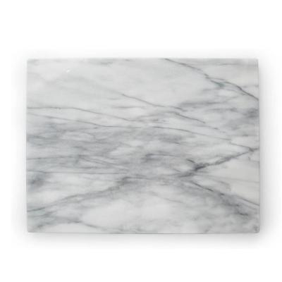 China 100% Real Sustainable Marble Cutting Board Rectangle White Cutting Board With Non Slip Rubber for sale