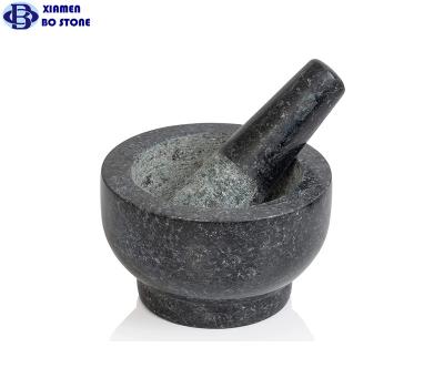 China Excellent 4 1/2 inch viable cup granite stone mortar and pestle set for grinding spices and fresh herbs for sale