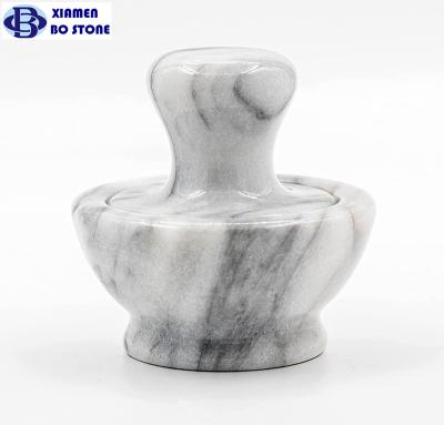 China Viable White Marble Bowl 1.5 Cup Natural Stone Mortar and Pestle Mortar and Grinder Set with EVA Base for Spices and Herbs, for sale