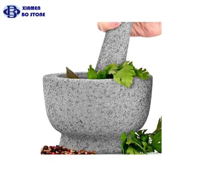 China Viable Wholesale 2 Cup Real Handmade 100% Natural Solid Unpolished Solid Granite Mortar and Pestle Stone Set for sale