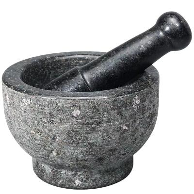 China Sustainable Customizable Shiny Metal Spotted Mortar And Pestle Set Anti-Slip Bottom Heavy Granite Spice Grinder for sale