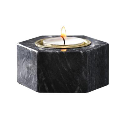 China Home Luxury Aromatic Candle Holder Marble Bracket Decoration Hexagonal Stone Holder For Candle for sale